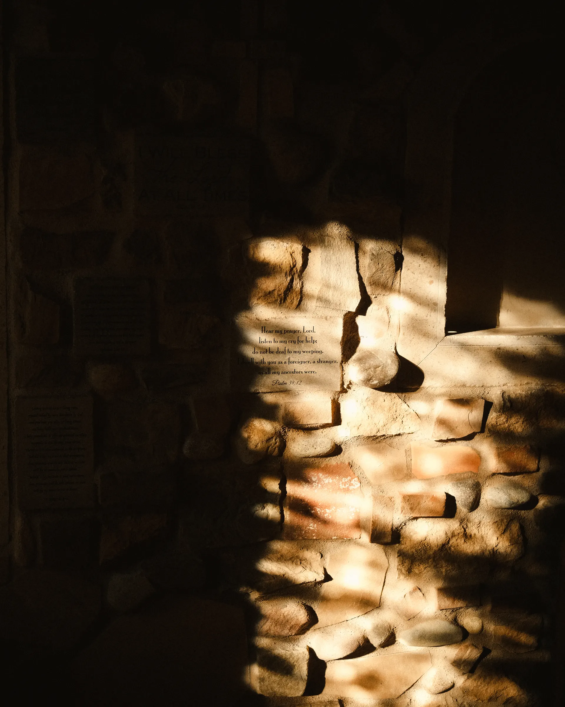 Interior architectural detail of the Zion Chapel, warm light and sacred atmosphere