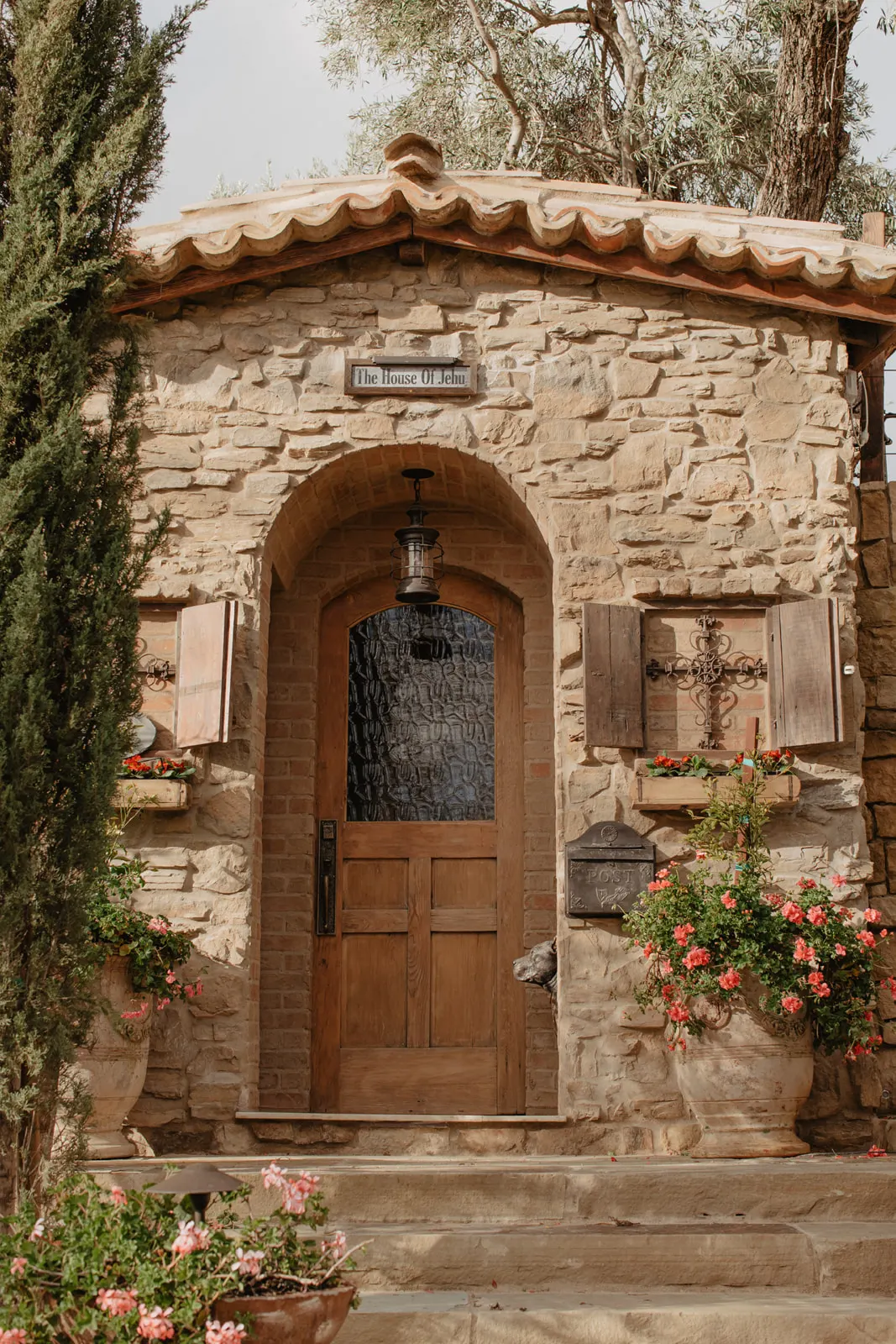Architectural detail of The Hidden Encounter property, stone craftsmanship and sacred setting